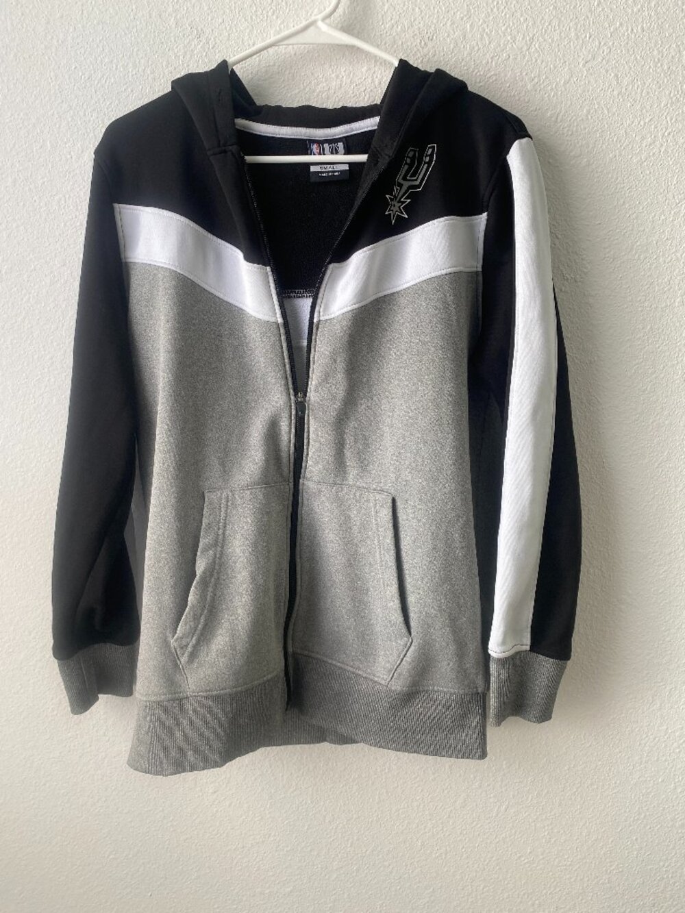 San Antonio Spurs Hooded Full Zip Black Gray Jacket Mens size Small